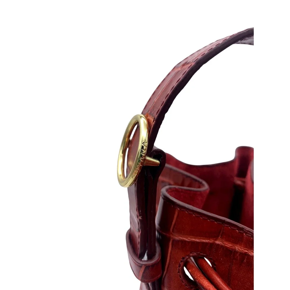 Cuyana Mini Bucket Bag Red Croc Embossed Leather Gold Hardware SAMPLE